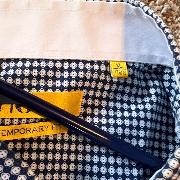 BriO by Milano Men's Long Sleeve Button Down Shirt. Blue/White. Size XL 17.5-18 - Picture 7 of 9